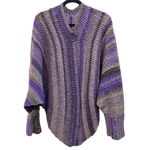 Handmade Crochet Purple Gray Poncho One Size